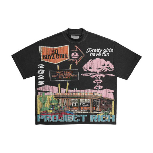 50 BOYZ CAFE OVERSIZED TEE BLACK