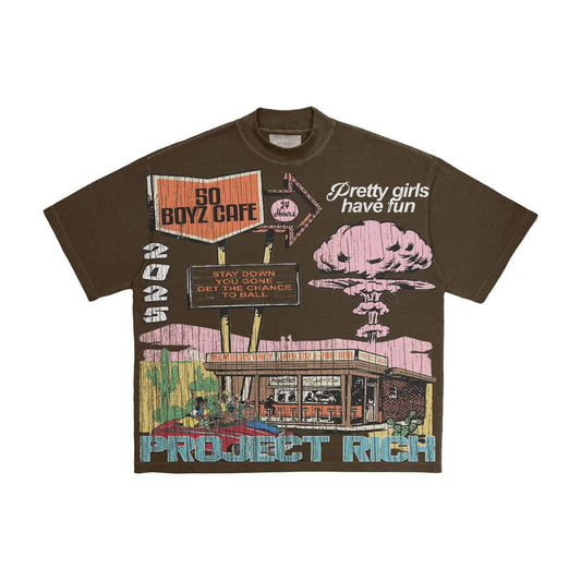 50 BOYZ CAFE OVERSIZED TEE BROWN